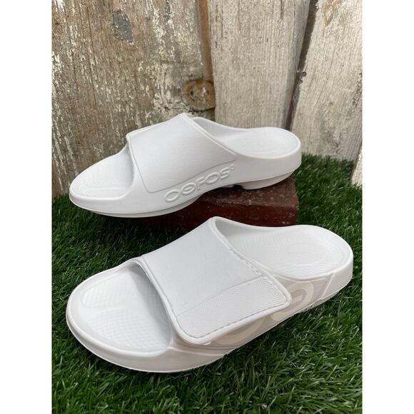 OOFOS OOahh Sport Flex Sandal White Unisex Men's 8 Women's 10 Slides - Picture 1 of 8
